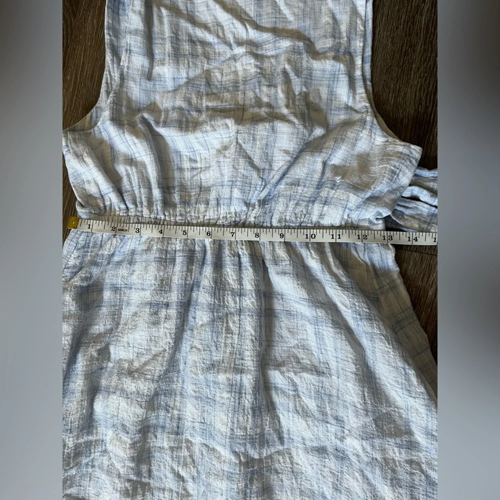 Love, white size xsmall blue plaid tie front dress - Picture 10 of 11